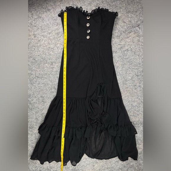 Anthropologie | Hutch | Strapless Tiered Ruffle Side-Slit Dress | Size 6 - Picture 10 of 12